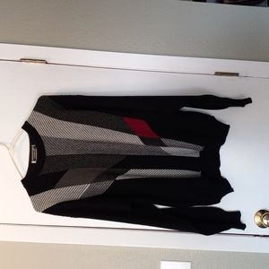 Conrad black/gray/red sweater sz L 50% marrino wool 50%acrylic.